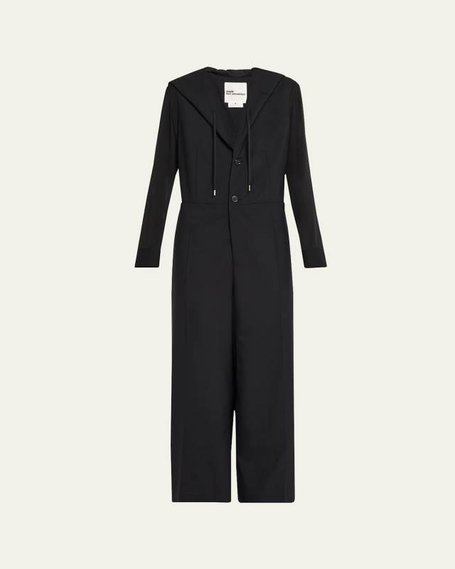 Hooded Wide-Leg Wool Jumpsuit